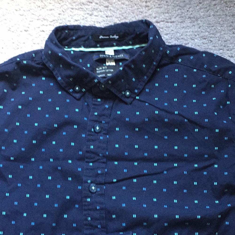 Men’s Denim & Flower Dress Shirt